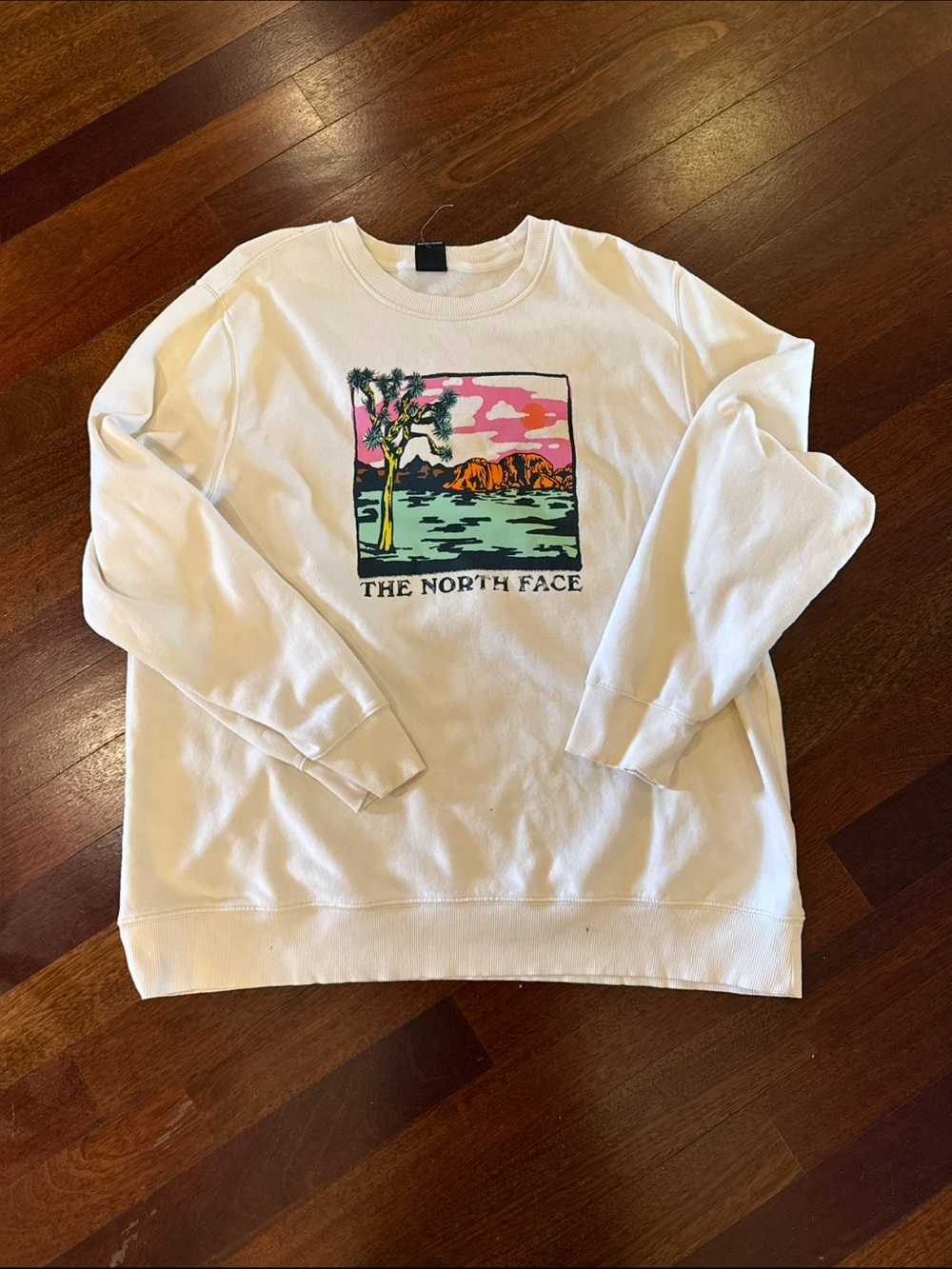 The North Face White Crewneck with Colorful Tropical Graphic